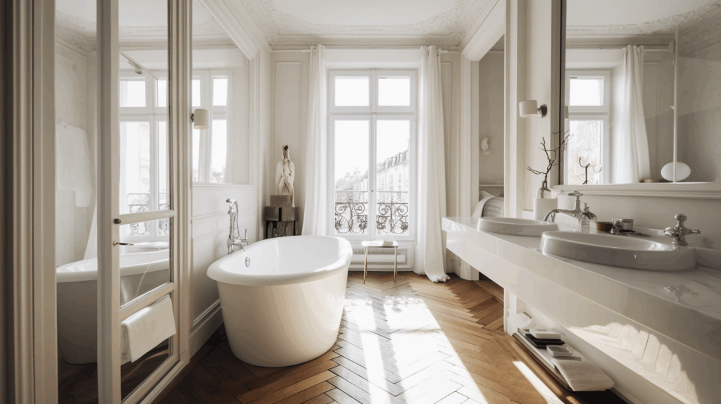 Chambre renovee dans un appartement haussmannien parisien