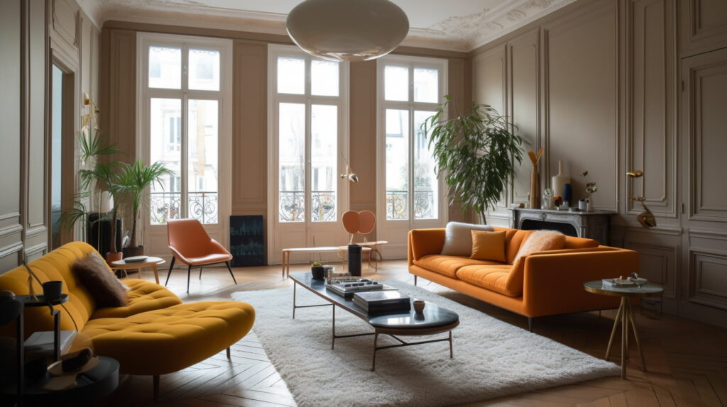 Vue interieure d un appartement haussmannien renove a Paris